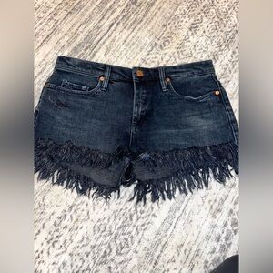 Blank NYC Distressed Dark Blue Jean Shorts